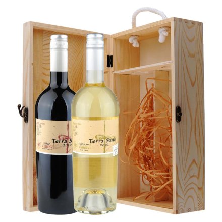 法国鲁顿黛瑞娜西拉干红+干白葡萄酒双支松木礼盒