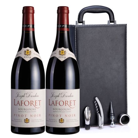 法国约瑟夫杜鲁安拉佛瑞2009红葡萄酒黑色双支皮盒