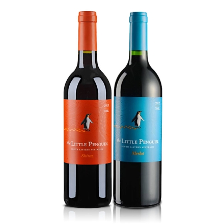 澳大利亚小企鹅设拉子红葡萄酒750ml+澳大利亚小企鹅梅洛红葡萄酒750ml