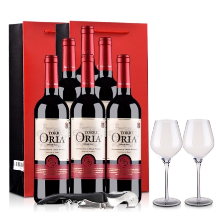 西班牙奥兰骑士酒庄欧瑞雅DO级干红葡萄酒750ml（6瓶装）酒杯/酒刀