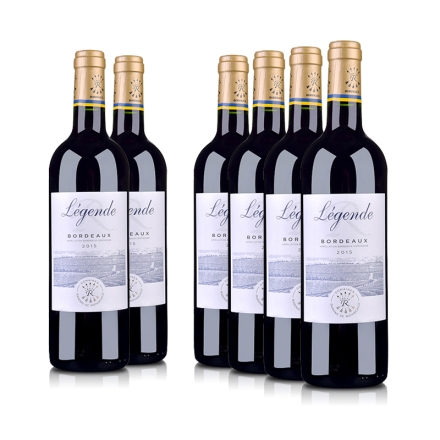 法国整箱红酒法国拉菲传奇波尔多2015红葡萄酒750ml（6瓶装）