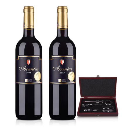 西班牙进口红酒 圣霞多·爱肯特斯干红葡萄酒 750ml（双瓶装）+5件套酒具木盒