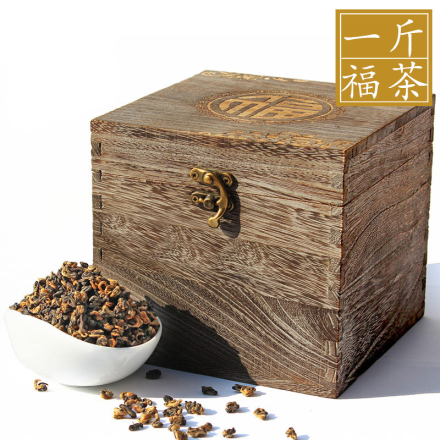 福茶云南滇红茶金丝芽茶实木盒装500g