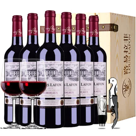 法国波尔多原瓶进口红酒 路易拉菲AOP干红葡萄酒 窖藏红酒整箱6支装750ml*6红酒礼盒