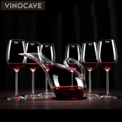 Vinocave红酒杯 葡萄酒高脚杯 快速醒酒酒具套装 300毫升酒杯6支+天鹅醒酒器