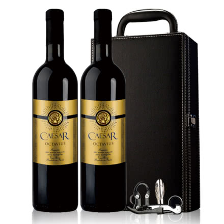 正品凯撒奥维斯红酒原瓶原装进口DOC级干红葡萄酒750m*2支礼盒装送礼