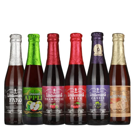 比利时进口啤酒林德曼果味啤酒6种口味组合250ml（6瓶装）