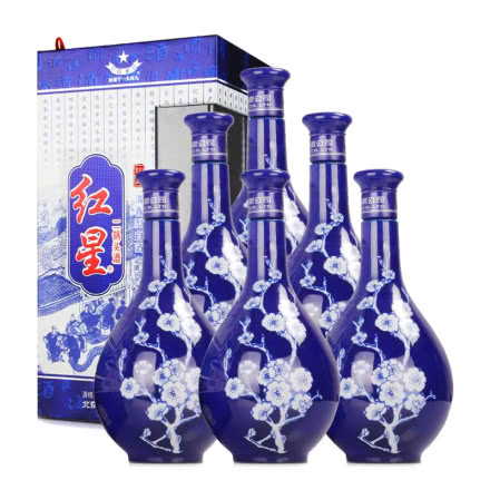 52°北京红星二锅头珍品蓝花瓷500ml(6瓶装)白酒整箱