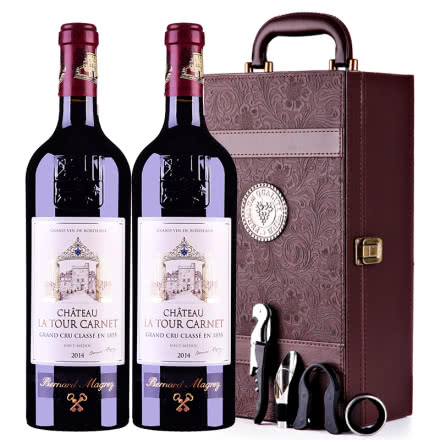 (列级庄·名庄·正牌)法国红酒拉图嘉利酒庄2014干红葡萄酒礼盒装750ml*2