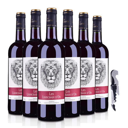 法国狮 吼堡（升级版）干红葡萄酒750ml（六支装）+嘉年华黑珍珠海马酒刀