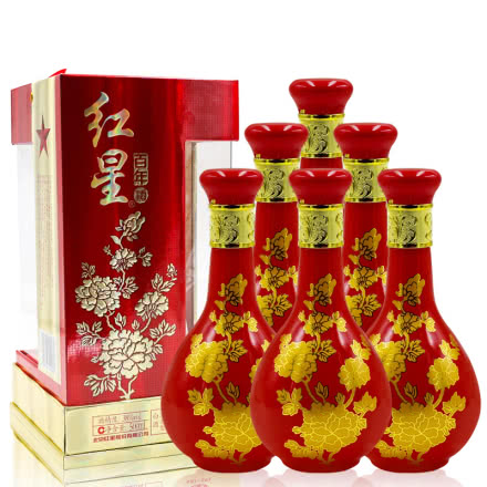 北京红星二锅头白酒 百年红星酒礼盒装38度浓香型500ml * 6瓶整箱