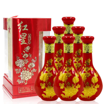 北京红星二锅头白酒 百年红星酒礼盒装52度浓香型500ml * 6瓶整箱