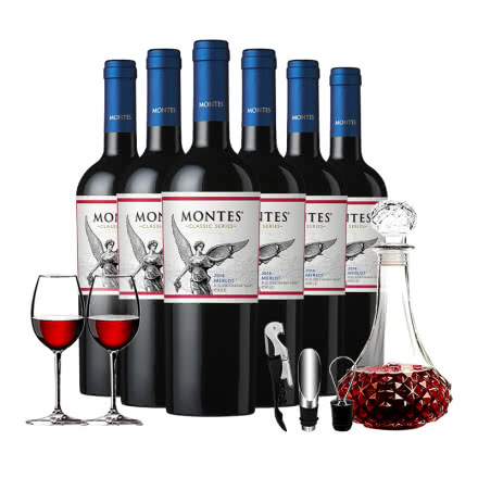 智利红酒原瓶进口干红葡萄酒蒙特斯经典 梅洛红葡萄酒750ml*6瓶