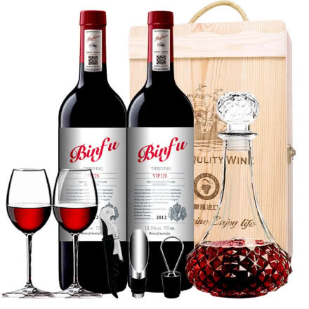 红酒奔富缤致13.5度干红葡萄酒澳洲原酒进口 VIP128 750ml*2瓶送木箱