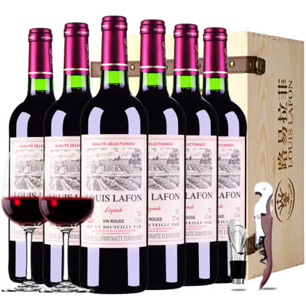 法国红酒路易拉菲传说干红葡萄酒红酒整箱红酒礼盒装750ml*6