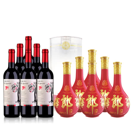53°十五年红花郎酒500ml（6瓶装）+法国（原瓶进口）法圣古堡天使树干红葡萄酒750ml（6瓶装）
