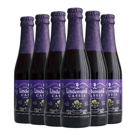 比利时进口林德曼蓝莓味精酿女士啤酒250ml*6瓶装