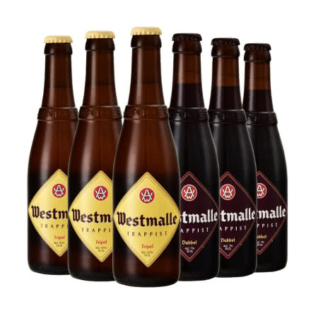 西麦尔比利时修道院双料、三料啤酒组合装330ml（6瓶）