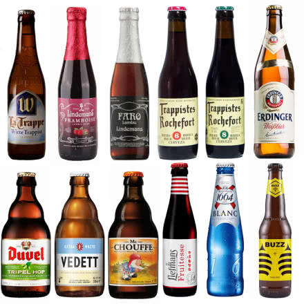 进口啤酒 比利时福佳罗斯福粉象林德曼督威1664啤酒12瓶组合