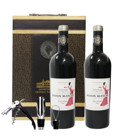 法国原瓶进口2014白宫夫人干红葡萄酒AOC等级750ml*2支（礼盒装）