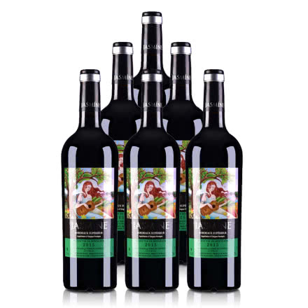 法国原瓶进口整箱红酒2015年份茉莉花超级波尔多干红葡萄酒750ml*6