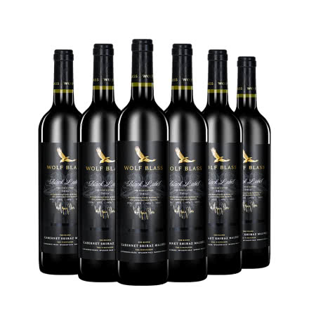 澳大利亚进口 纷赋（WolfBlass）黑牌赤霞珠西拉马尔贝克红葡萄酒 750ml*6瓶