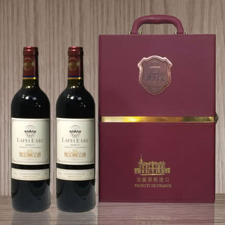 法国 原瓶进口 拉菲伯爵酒堡梅洛干红葡萄酒750ML*2支原装礼盒