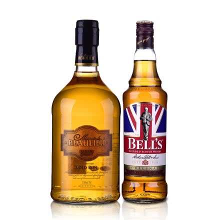 40°英国金铃喜乐致醇调配苏格兰威士忌700ml+37.5°法圣古堡公爵金朗姆酒700ml