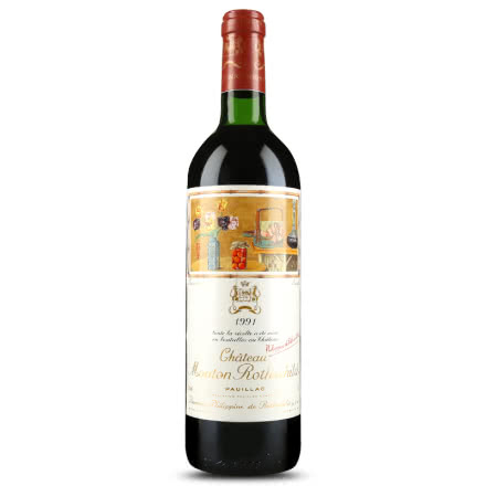1991年 木桐酒庄干红葡萄酒 木桐正牌 法国原瓶进口红酒 单支 750ml