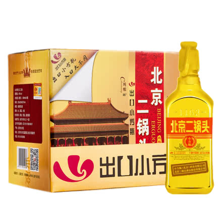 永丰牌北京二锅头清香型纯粮酒（出口型小方瓶）金瓶46度（整箱装）500ml*12瓶