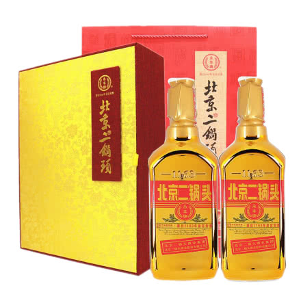 永丰牌北京二锅头清香型纯粮酒（出口型小方瓶）大金方50度（豪华礼盒装）1500ml*2瓶