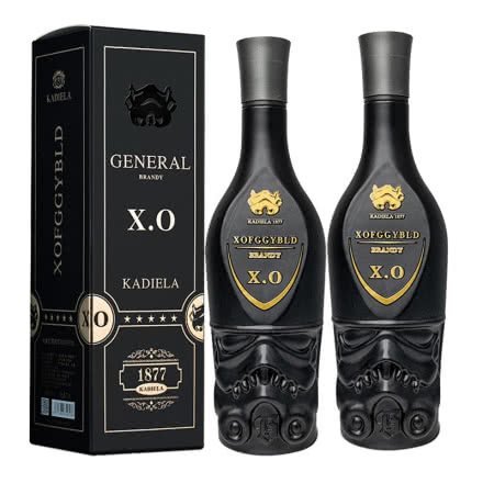 40°法国原液进口洋酒XO白兰地卡爹拉黑将军700ml*2瓶