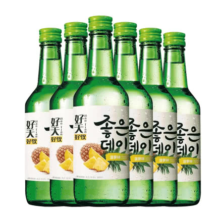 13.5度韩国原瓶进口好天好饮烧酒菠萝味360ml（6瓶）