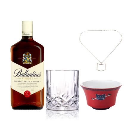 40°英国百龄坛特醇苏格兰威士忌1000ml +百龄坛李宁茶碗+项链+威士忌杯