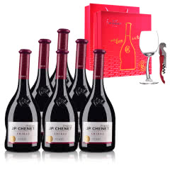 法国红酒法国酒庄香奈西拉干红葡萄酒750ml*6+ 香奈葡萄酒双支礼盒（含酒杯*1、酒刀*1）