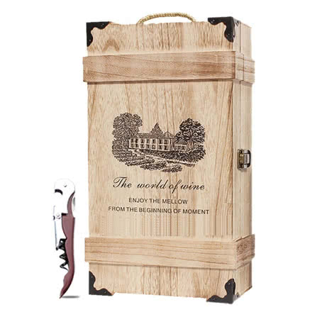 双支装木盒红酒礼盒（赠品，单独下单不发货）
