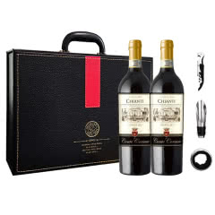 意大利原瓶进口红酒托斯卡纳红酒礼盒 康特卡萨诺基安蒂DOCG级 750ml（2支礼盒装）