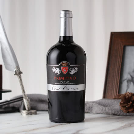 意大利原瓶进口康特普米干红葡萄酒红酒普里米蒂沃 750ml单支装
