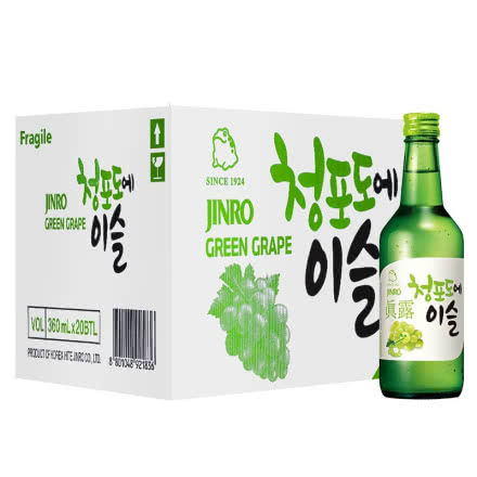 韩国真露13度果味烧酒青葡萄味360ml*20瓶