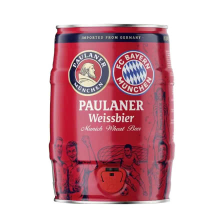 FCB保拉纳拜仁联名啤酒 德国原装进口柏龙 保拉纳小麦啤酒5L桶装