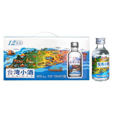 台岛台湾高粱酒青春小酒金门浓香型45度150ml*12瓶礼盒装