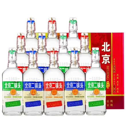 42°永丰二锅头小方瓶 北京二锅头蓝标绿标红标 清香型白酒纯粮酒 500ml（12瓶）