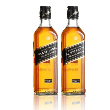 尊尼获加（JOHNNIE WALKER）黑牌12年苏格兰调和型威士忌 洋酒 375ml*2