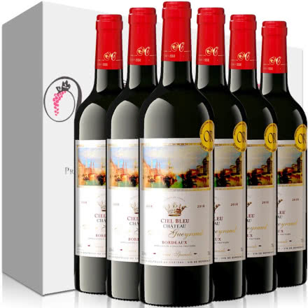法国进口红酒 城堡波尔多AOC 香波梅洛品丽珠干红葡萄酒红酒整箱750ml*6